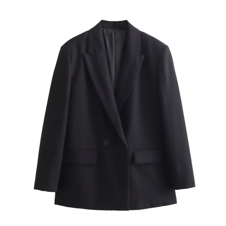 Damen Doppelreiher-Blazer mit Reverskragen, längerem Oversize-Schnitt und Pattentaschen Echo Archiv