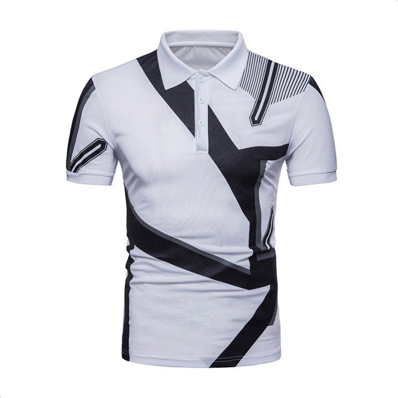 Herren Sportliches Poloshirt mit kreativem Grafikdesign und markantem Schnitt Echoarchiv