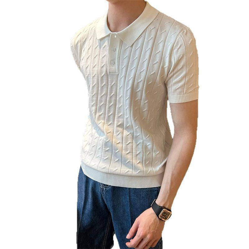 Herren Elegantes Strick-Polohemd mit Rippstruktur Echo Archiv