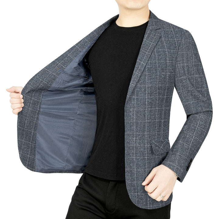 Herren Modernes Einreihiges City-Blazer mit aufgesetzten Taschen und leichter Halbfütterung – Tianoro