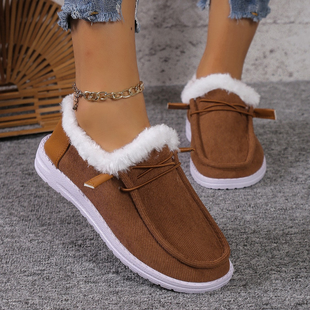 Damen Gefütterte Mokassin-Slipper mit Teddyfutter und profilierter Gummisohle Echo Archiv