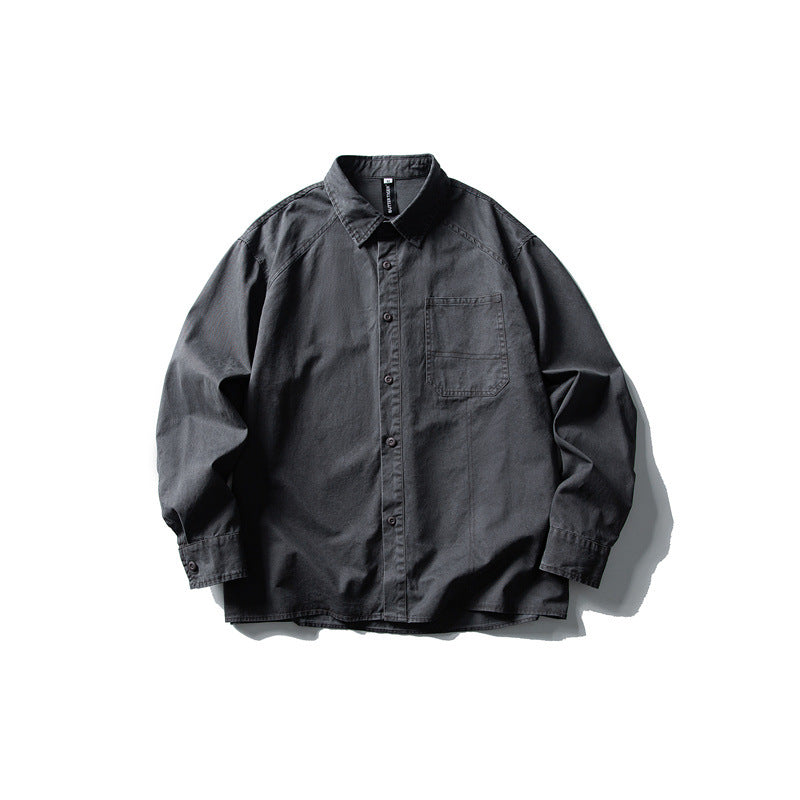 Herren Oversize-Hemdjacke aus robustem Baumwoll-Twill mit aufgesetzter Brusttasche und geradem Saum Echoarchiv