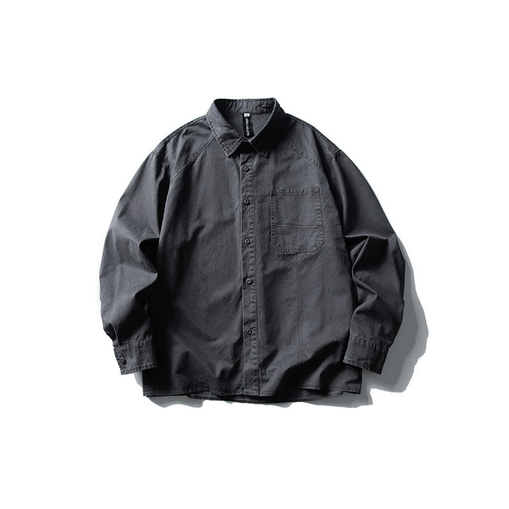 Herren Oversize-Hemdjacke aus robustem Baumwoll-Twill mit aufgesetzter Brusttasche und geradem Saum Echoarchiv