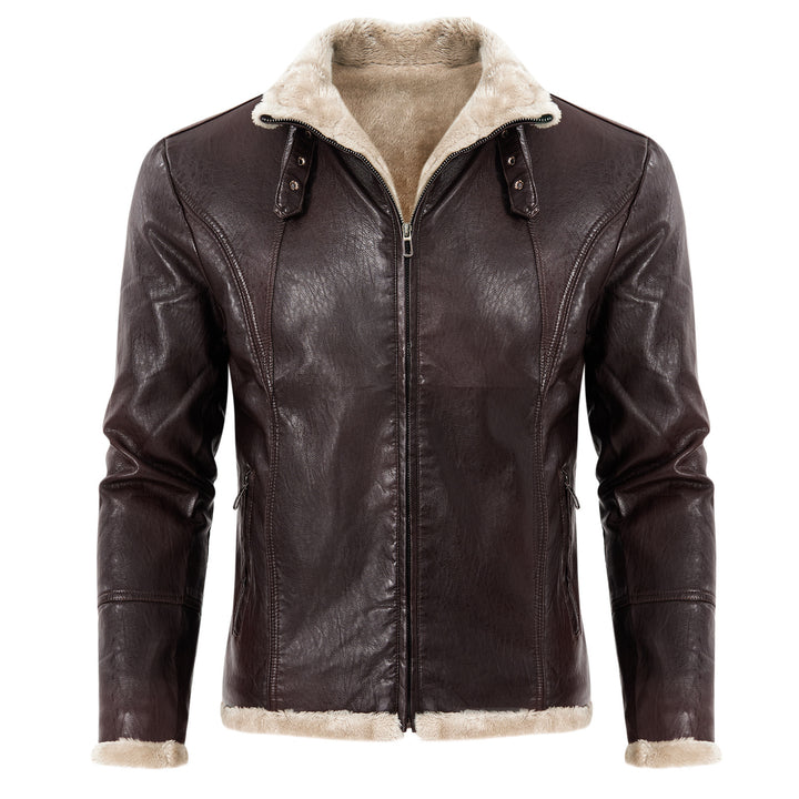 Herren elegante Lederjacke mit Kuschelkragen Echoarchiv