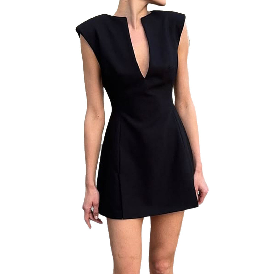 Damen Elegantes Kurzarm-Kleid mit Taillierung und V-Ausschnitt Echo Archiv
