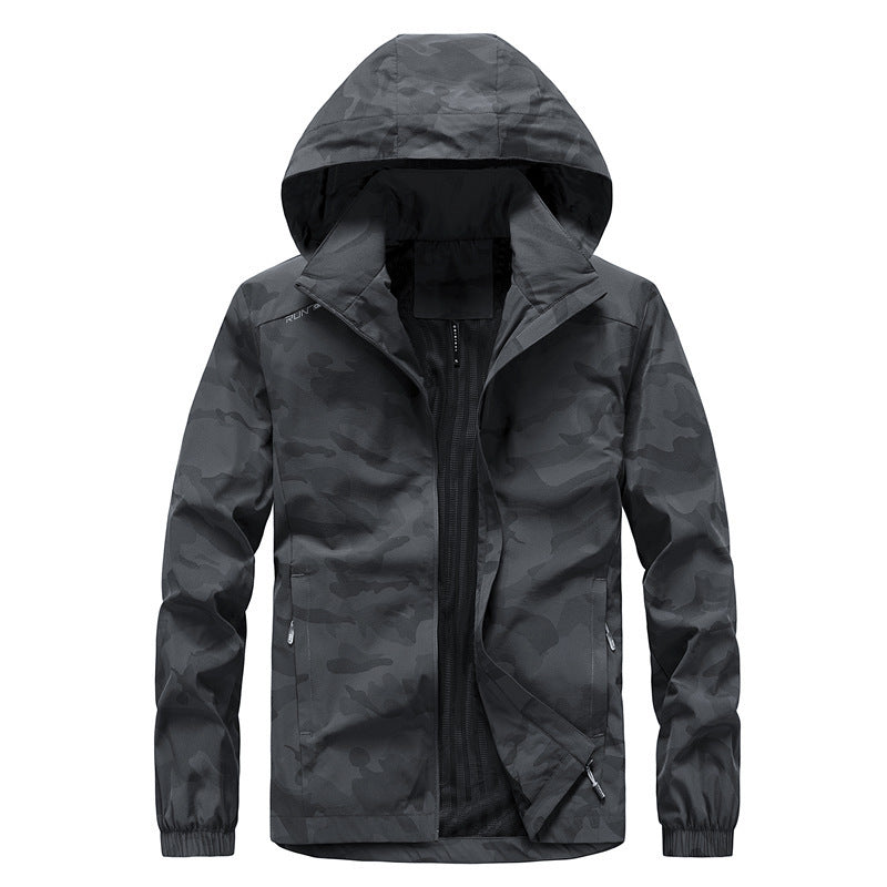 Herren Ultraleichter Softshell-Hoodie mit Tarnmuster, wasserabweisend und atmungsaktivem Meshfutter Echoarchiv