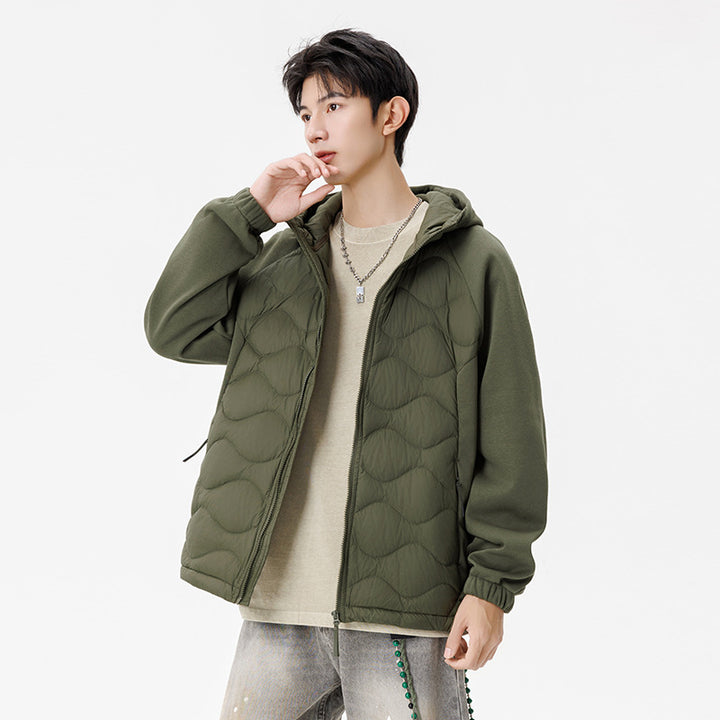 Herren Gefütterte Hybrid-Steppjacke mit Kapuze und Fleeceärmeln Echo Archiv