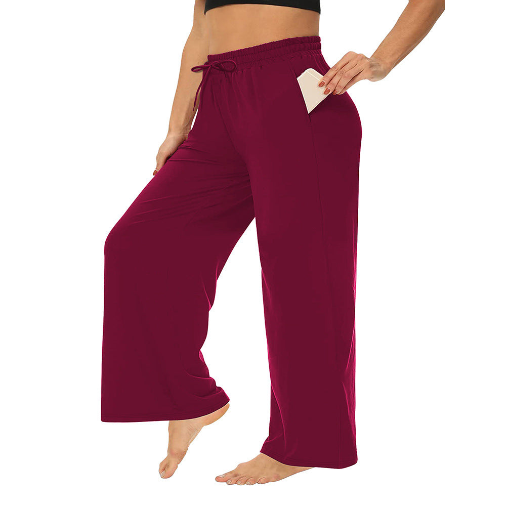Damen Weite High-Waist Yogahose mit Leopardenmuster und Kordelzug echoarchiv-