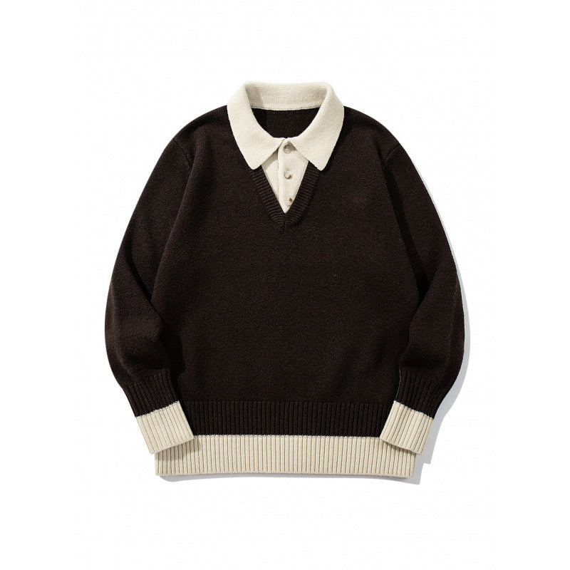 Herren Oversized Feinstrick-Polo mit kontrastbesetztem Hemdkragen und Rippenbündchen Echo Archiv