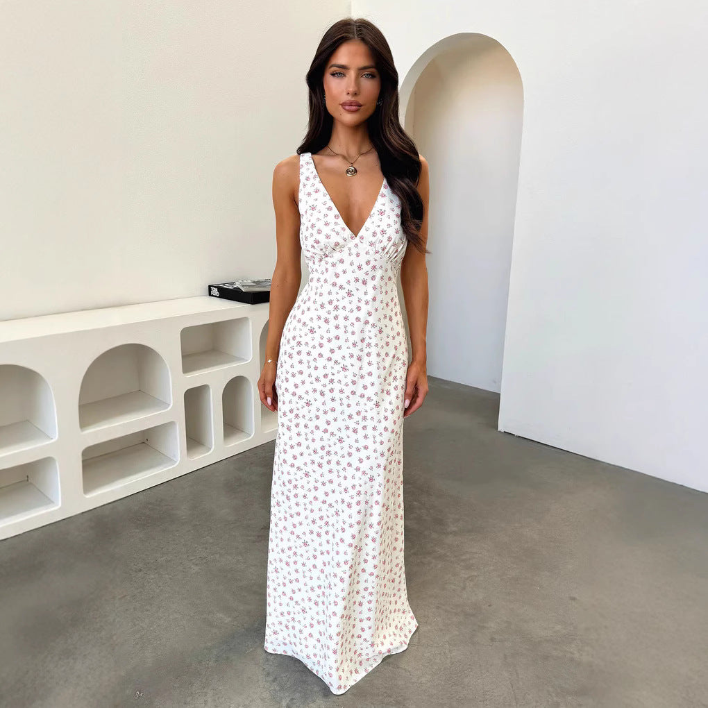 Damen Maxikleid mit V-Ausschnitt und Verspieltem Blumenmuster Echo Archiv