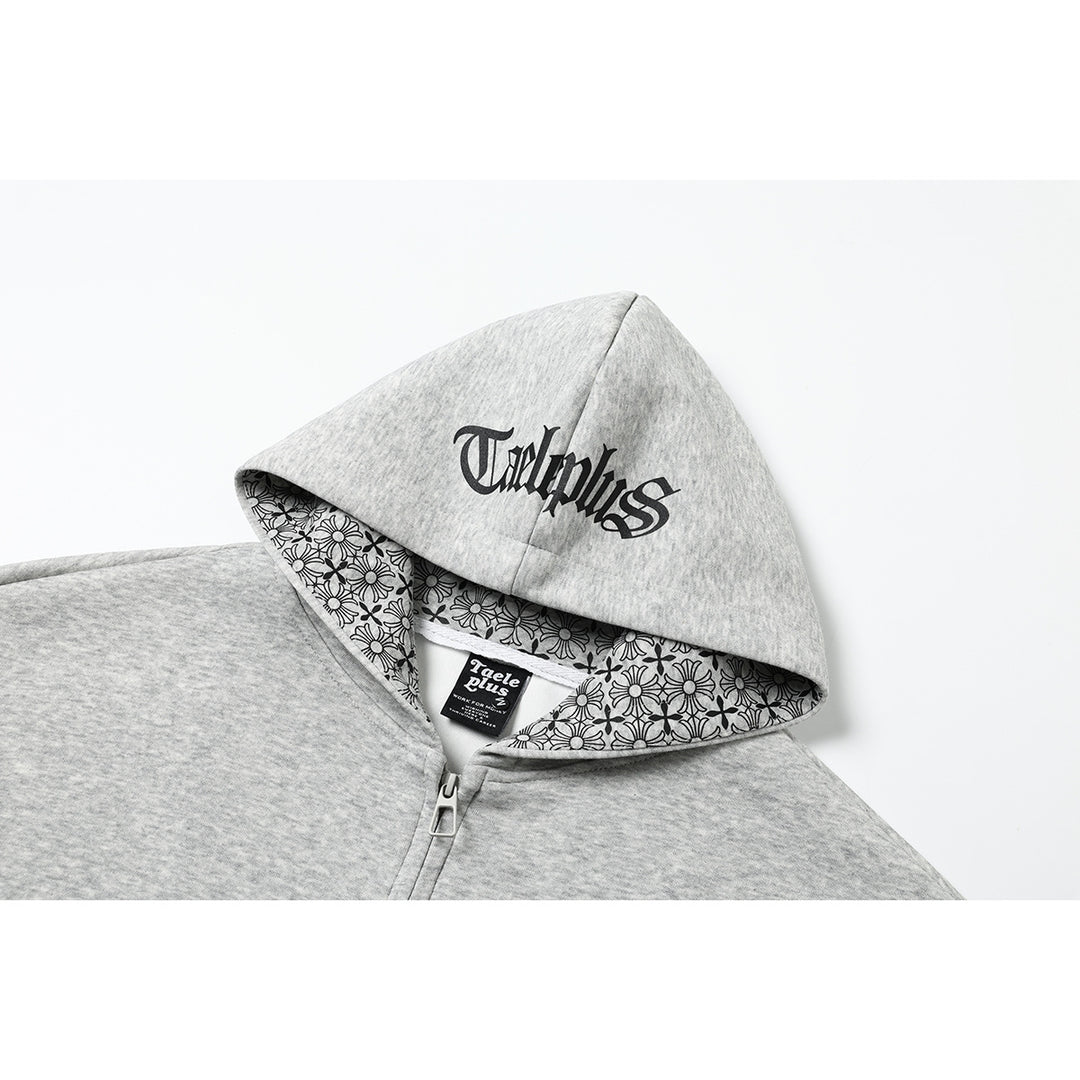 Unisex Kapuzenpullover im Urban‑Gothic‑Print mit geripptem Saum Echoarchiv