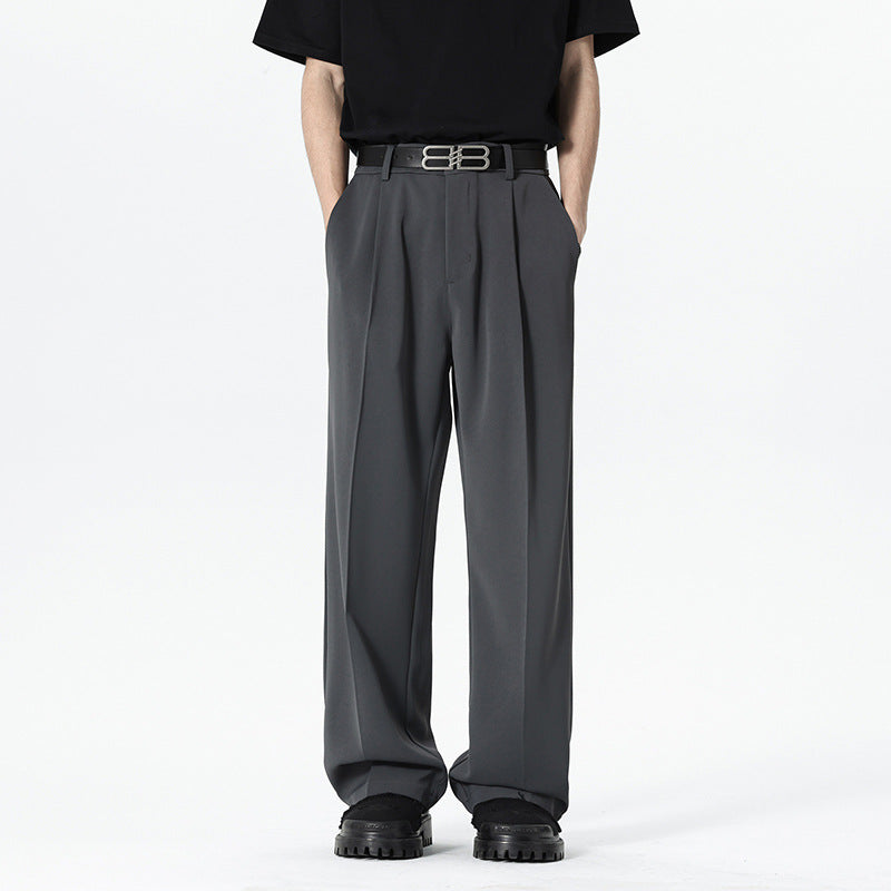 Herren nan weite Bundfalte Stoffhose mit hoher Taille, gerade Beinform und dezenten Seitentaschen Echo Archiv