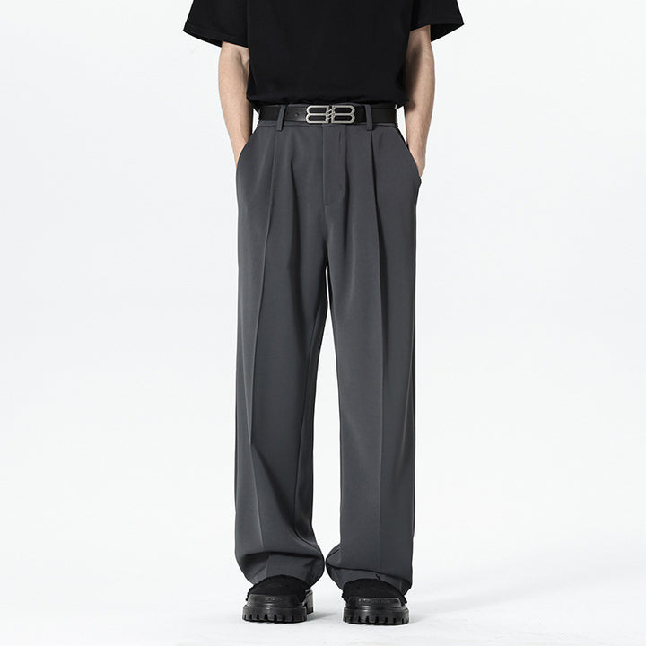 Herren nan weite Bundfalte Stoffhose mit hoher Taille, gerade Beinform und dezenten Seitentaschen Echo Archiv