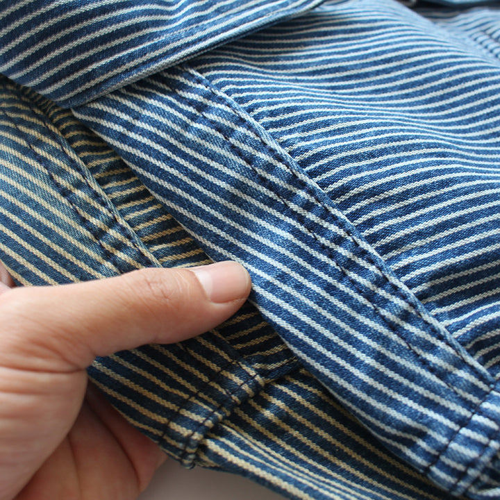 Herren Gestreiftes Denim-Hemd mit Brusttaschen Echo Archiv