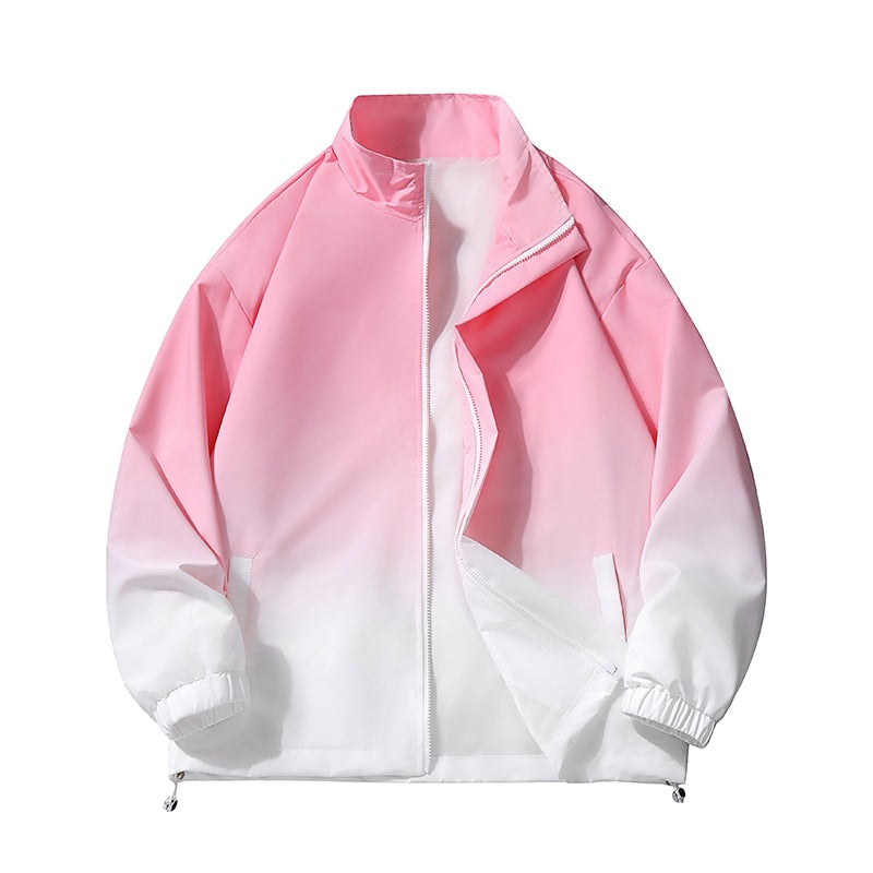 Herren leichte Farbverlauf Windbreakerjacke mit Stehkragen, durchgehendem Reißverschluss & Kordelzugsaum Echoarchiv
