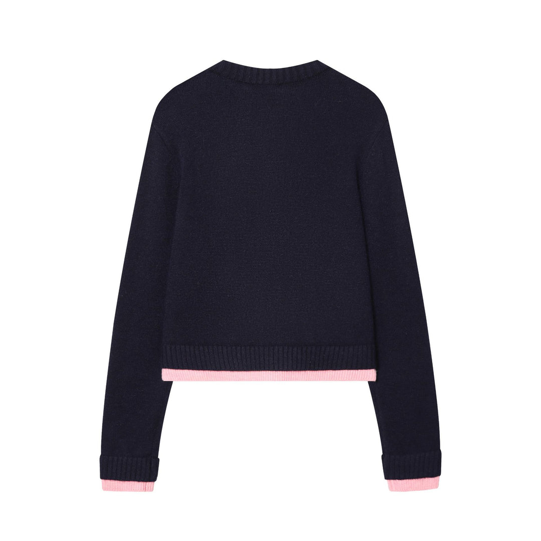 Damen gekürzte Strickjacke mit Knopfleiste, Rippenbündchen und dekorativen Taschen – Veloura