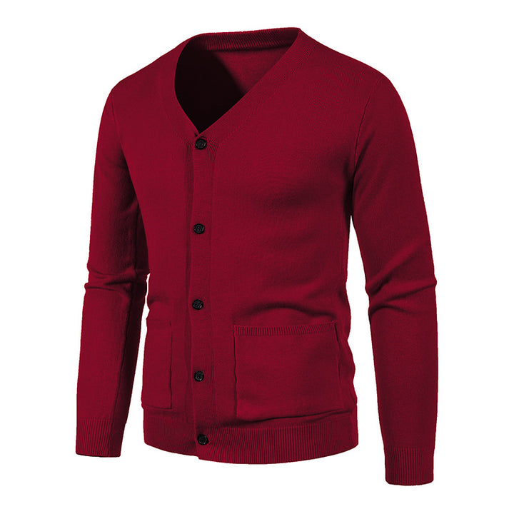 Herren nan leichte Feinstrick-Strickjacke mit V-Ausschnitt, durchgehender Knopfleiste und aufgesetzten Taschen Echo Archiv