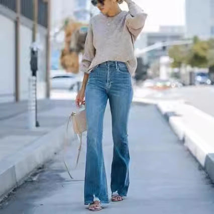 Damen nan gerade geschnittene Jeanshose in verkürzter Länge mit ausgefranstem Saum Echo Archiv