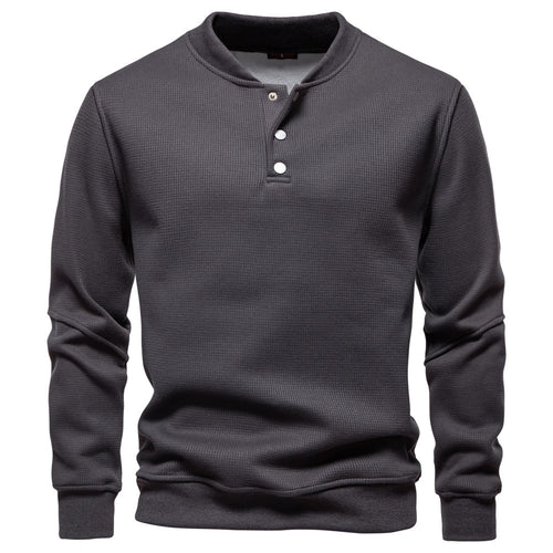 Herren Langarm-Pullover mit Knopfleiste und strukturiertem Gewebe Echoarchiv
