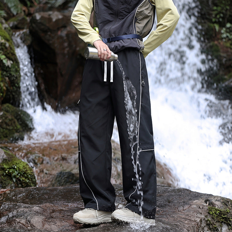 Unisex Wasserabweisende technische Cargo-Hose mit weitem Bein, Reißverschlusstaschen und Kordelzug Echo Archiv