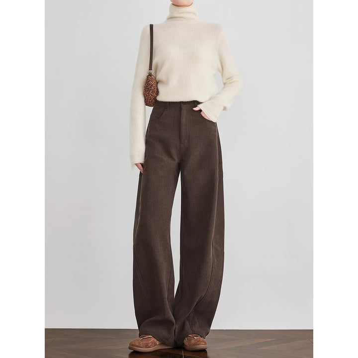 Damen Weite Cordhose mit hoher Taille, Bundfalte und Palazzoschnitt Echo Archiv