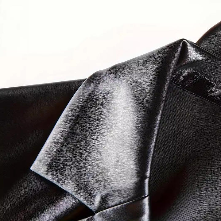 Damen Oversized Lederoptik-Blazer mit betonter Schulterpartie und glossy Finish Echo Archiv