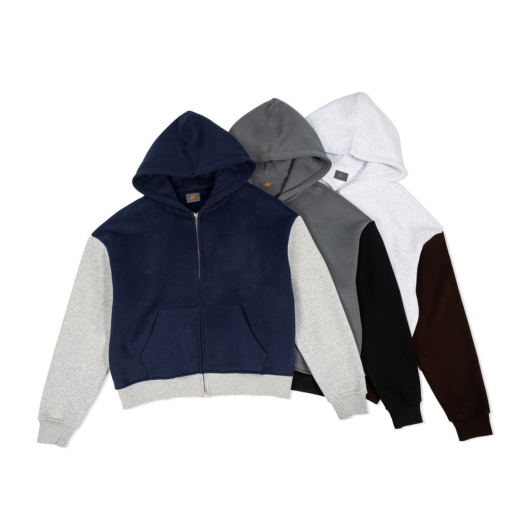 Herren Reißverschluss-Kapuzenjacke im Colorblock-Stil aus French-Terry mit Kängurutasche Echo Archiv