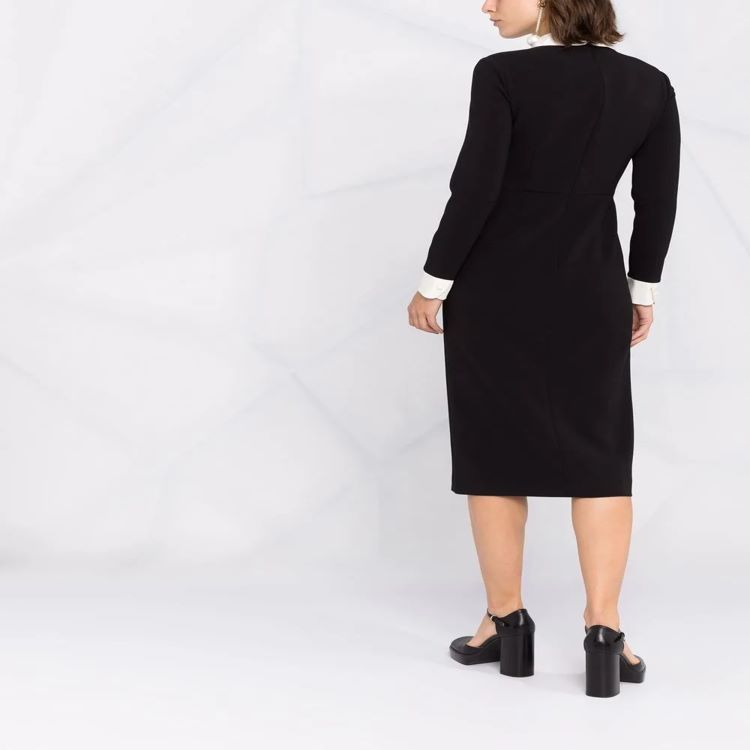 Damen Midikleid mit Peter-Pan-Kragen, tailliertem Schnitt und langen Ärmeln Echoarchiv