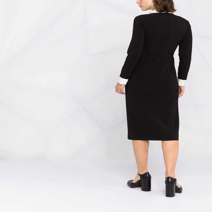 Damen Midikleid mit Peter-Pan-Kragen, tailliertem Schnitt und langen Ärmeln Echoarchiv