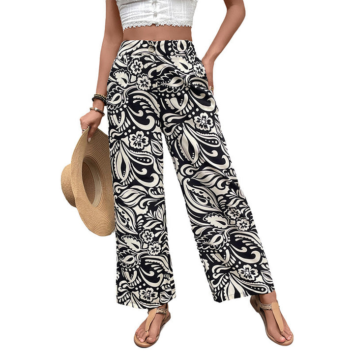 Damen Weite Palazzo-Jeans mit floralem Muster Echo Archiv
