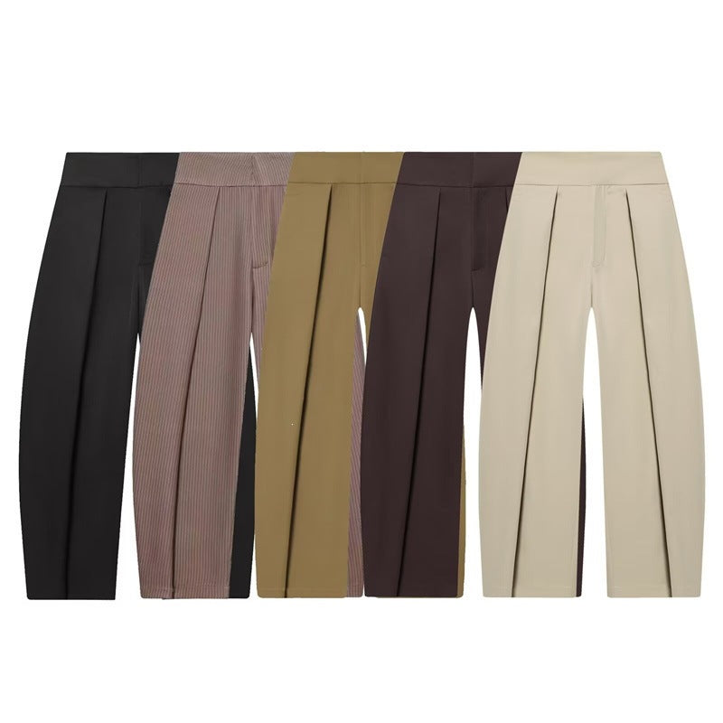 Damen Weite Plissée-Jerseyhose mit hoher Taille und Bügelfalte Echo Archiv
