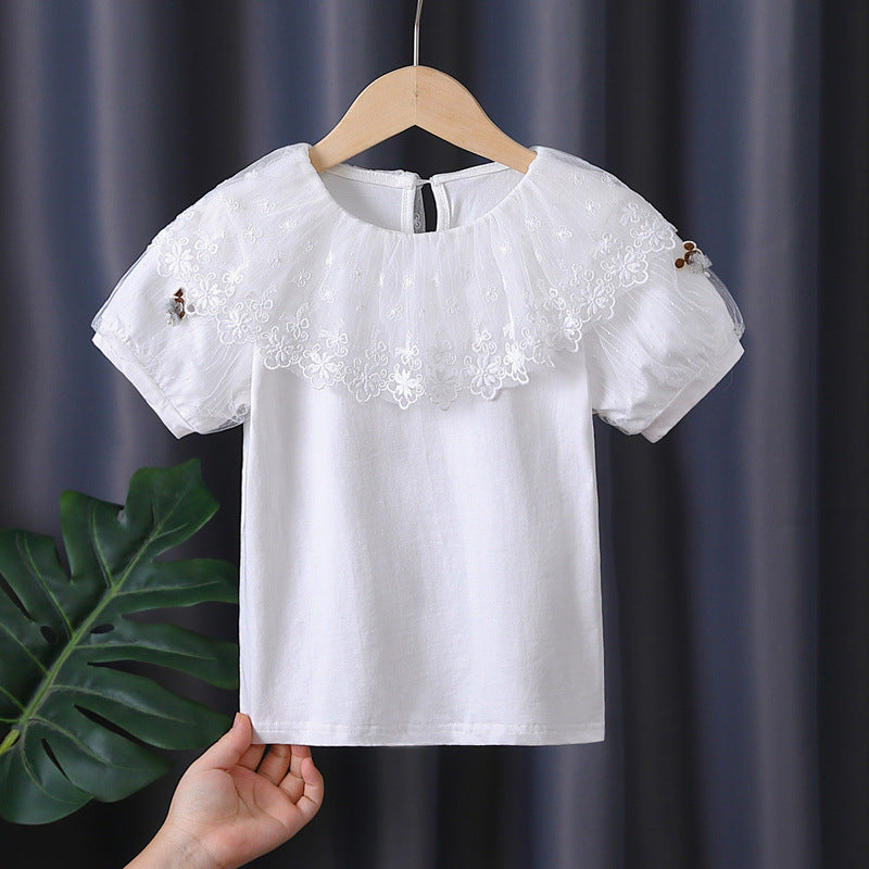Mädchen T-Shirt mit elegantem Spitzenbesatz Echo Archiv