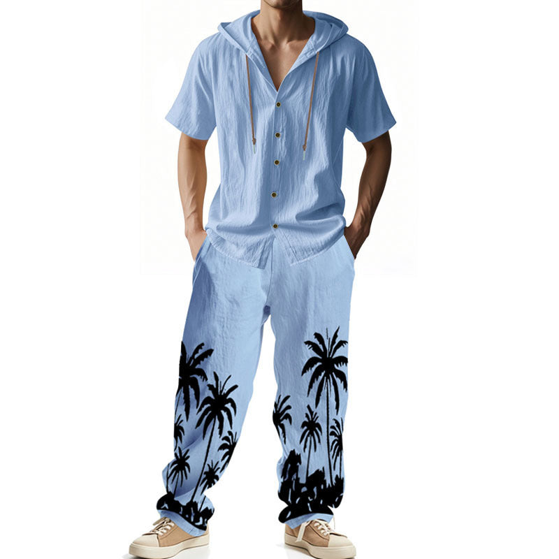 Herren lässiges Hooded Shirt und komfortable Strandhose Set Echoarchiv