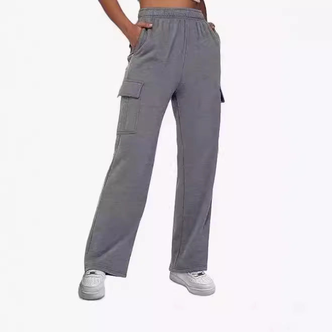 Damen nan gerade geschnittene Cargo-Sweathose mit hoher Taille und aufgesetzten Taschen Echo Archiv