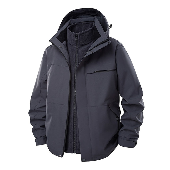 Herren zweilagige Funktions-Übergangsjacke mit abnehmbarer Fleece-Innenjacke, Kapuze & wasserabweisender Hülle Echoarchiv