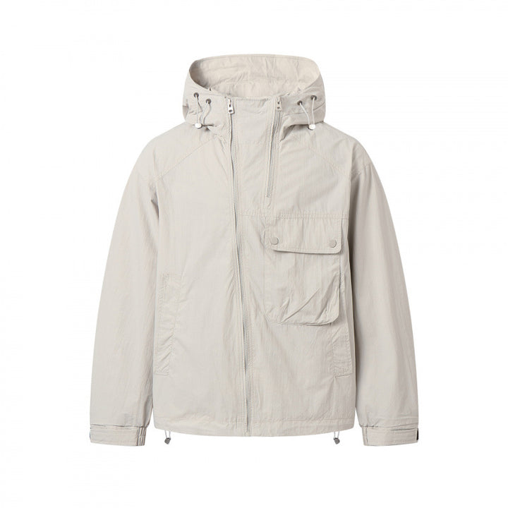 Unisex Leichte Kapuzen-Übergangsjacke mit großem Pattentaschen-Detail und Kordelzug Echo Archiv