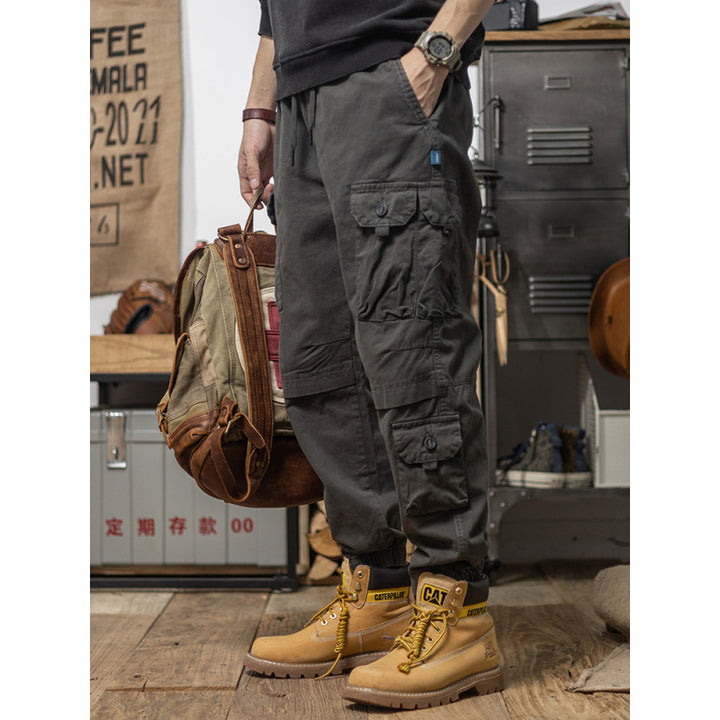 Herren Utility-Cargohose mit Kordelzug, elastischem Saum und Mehrfach-Taschen Echoarchiv