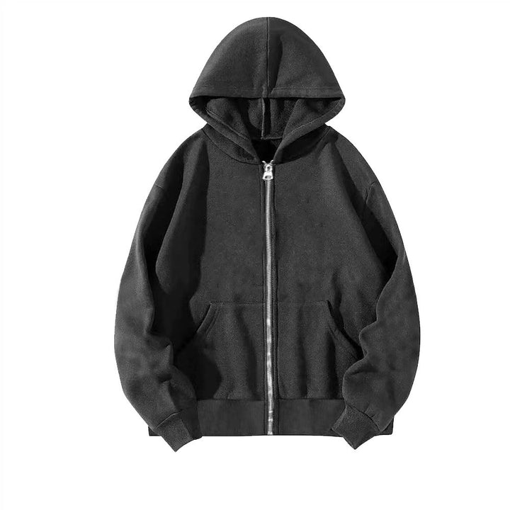 Unisex nan lässige Kapuzenjacke mit robustem Metall-Reißverschluss doppellagiger Kapuze und tiefen Känguru-Eingrifftaschen Echo Archiv
