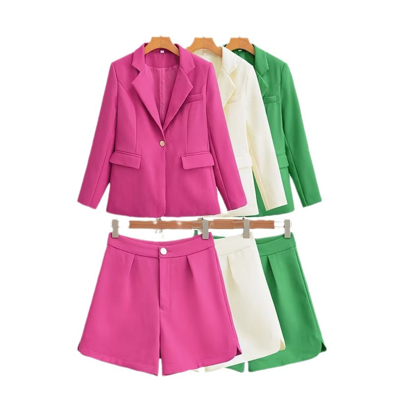 Damen Tailliertes Blazer- und Shorts-Set mit Korsagen-Croptop Echo Archiv