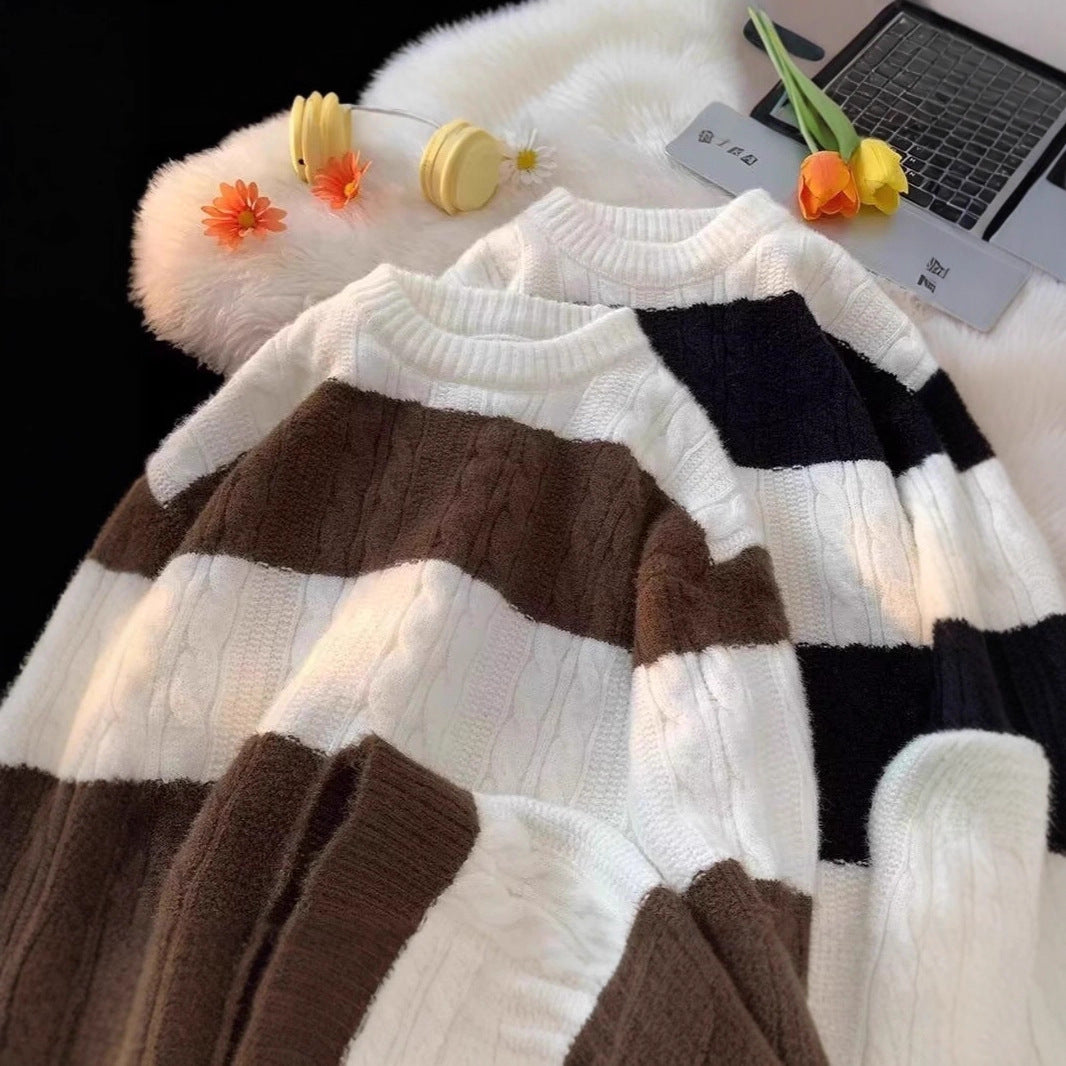 Damen Lässiger Strickpullover mit Zopfmuster Echoarchiv
