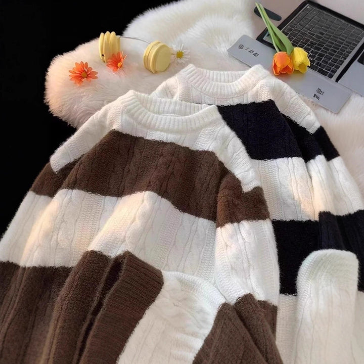 Damen Lässiger Strickpullover mit Zopfmuster Echoarchiv