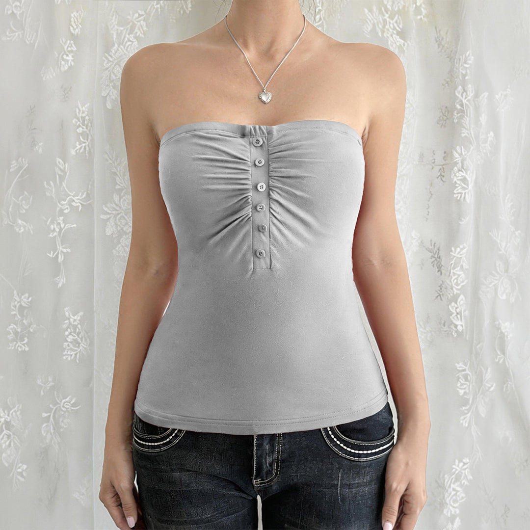 Damen Trägershirt mit Rüschendetails und Knopfverschluss Echo Archiv