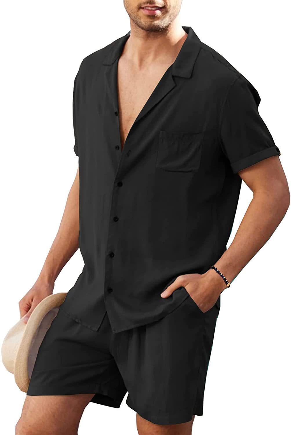 Herren lässiges Freizeit-Set mit kurzem Arm und bequemen Shorts Echoarchiv