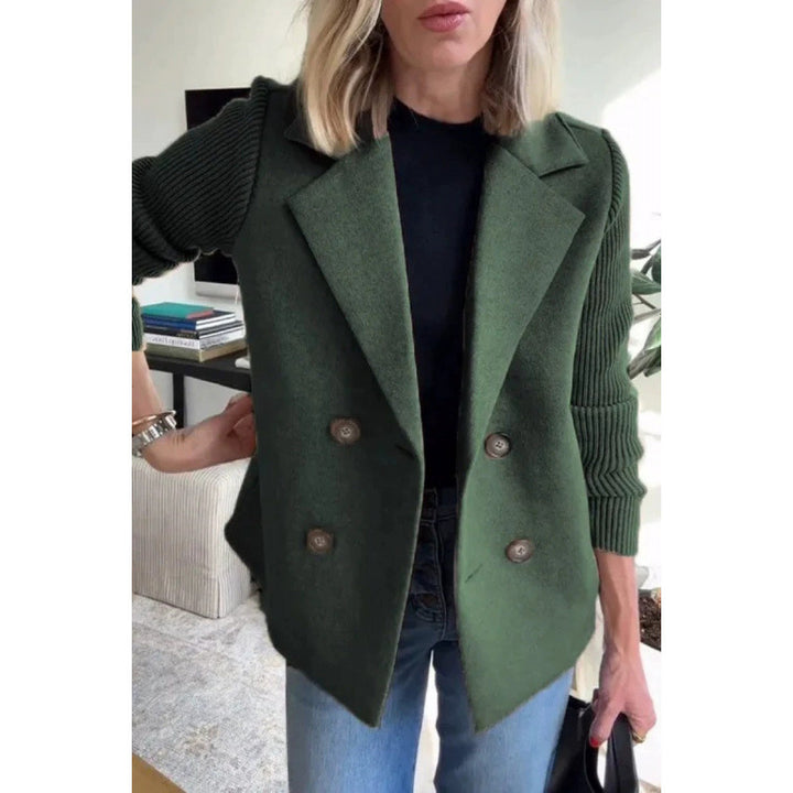 Damen Doppelreihige Blazer-Weste mit breitem Revers und gerippten Strickärmeln Echo Archiv