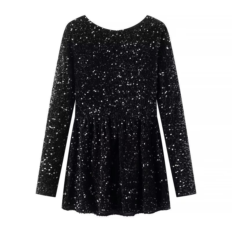 Damen Paillettenbesetztes Samt‑Minikleid mit schmeichelnder Korsage und ausgestelltem Rock Echo Archiv