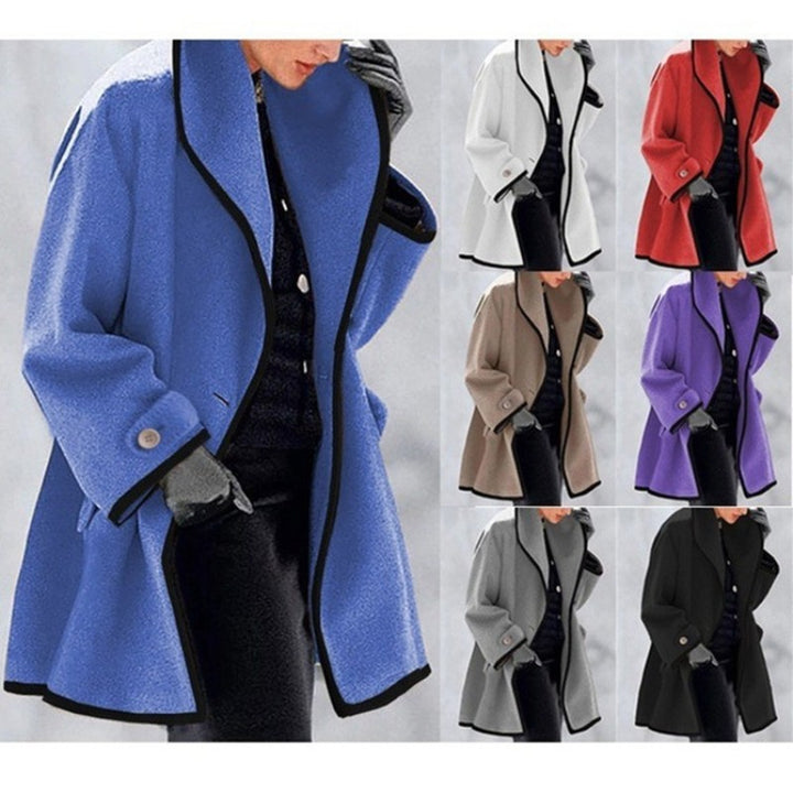 Damen nan oversize Bouclé Wollmix Mantel mit kontrastpaspeln und umgeschlagenem Kragen Echo Archiv