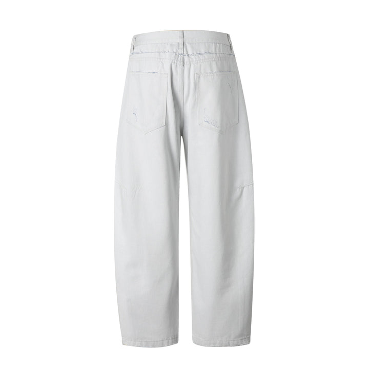 Damen Hochtaillierte Relaxed-Fit-Jeans mit sichtbarer Knopfleiste und Cargo-Seitennähten Echoarchiv