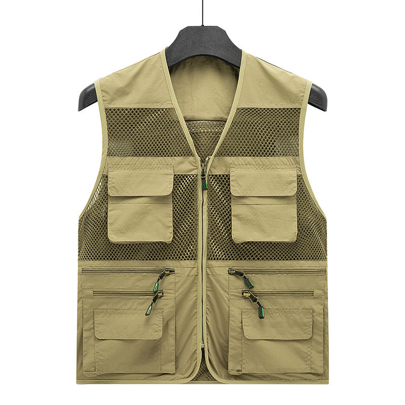 Herren atmungsaktive Mesh Outdoorweste mit multifunktionalen Taschen und Frontreißverschluss – Marzano