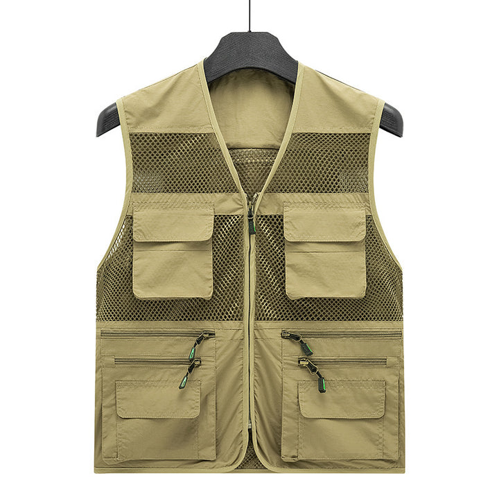 Herren atmungsaktive Mesh Outdoorweste mit multifunktionalen Taschen und Frontreißverschluss – Marzano