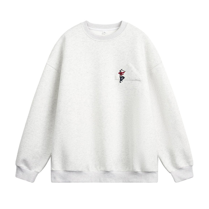Unisex Oversize Sweatshirt mit aufgesetzter Brusttasche und Kletterer‑Stickerei Echo Archiv